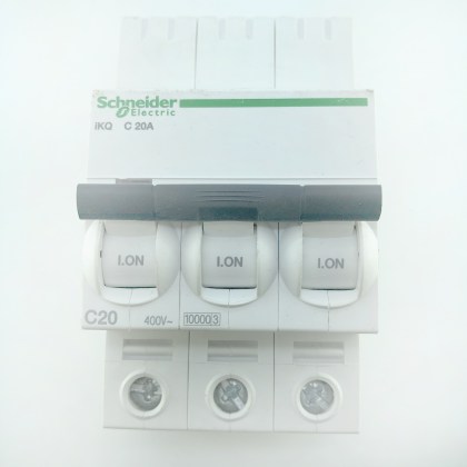 Schneider Electric iKQ A9F57320 C20A C20 20A 20 Amp 3 Pole Phase MCB Circuit Breaker Type C